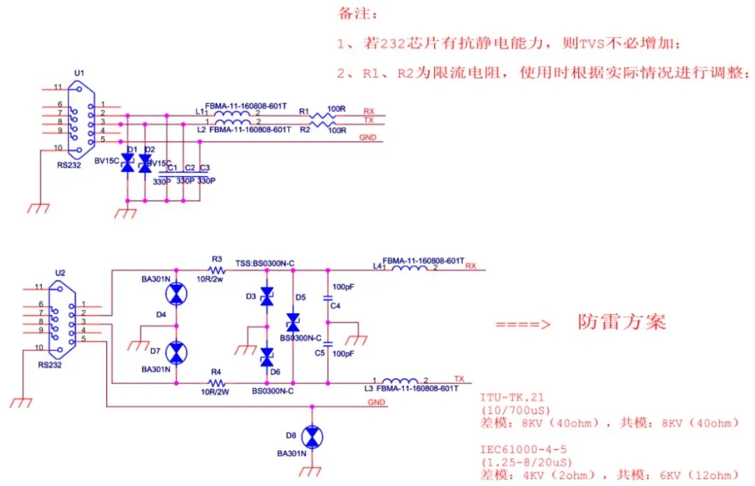 RS232 EMC设计标准电路
